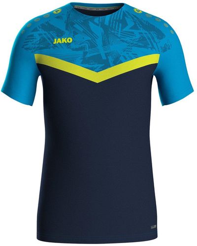 JAKÒ Kurzarmshirt T-Shirt Iconic marine/ blau/neongelb