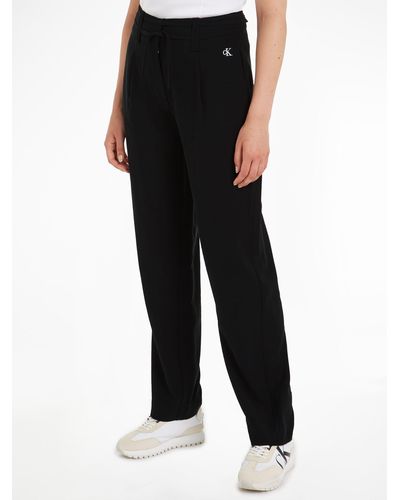 Calvin Klein Webhose WAIST TIES TAPERED TWILL PANT mit Logomarkenlabel - Schwarz