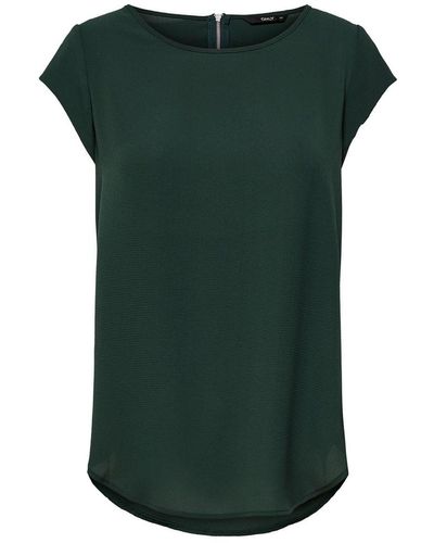 ONLY Blusenshirt Einfarbige Kurzarm Bluse T-Shirt Oberteil ONLVIC (1-tlg) 4043 in Dunkelgrün