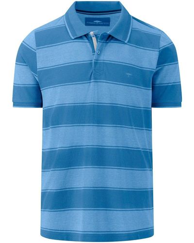 Fynch-Hatton Poloshirt Polo-Shirt mit Blockstreifen - Blau