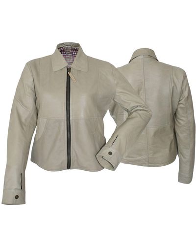 German Wear Trend 407J Lederjacke Jacke aus Lamm Nappa Leder Beige - Grau