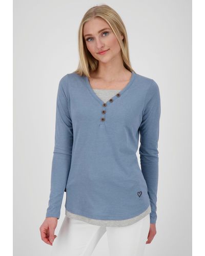 Alife & Kickin T-Shirt LelitaAK A feminines Longsleeve im 2-in-1-Look - Blau