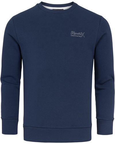 REPUBLIX Sweatshirt WYATT Basic College Pullover Sweatjacke Hoodie - Blau