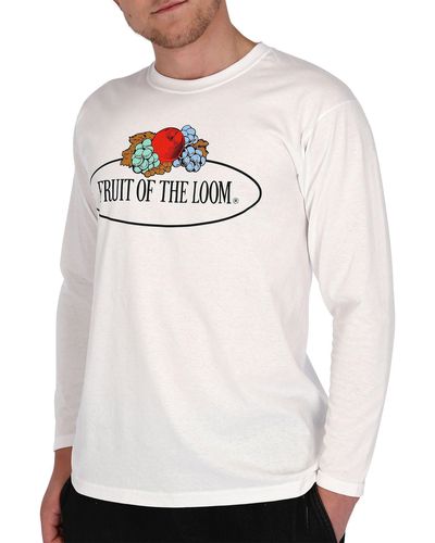 Fruit Of The Loom Longsleeve Langarm T-Shirt mit Vintage-Logo - Grau