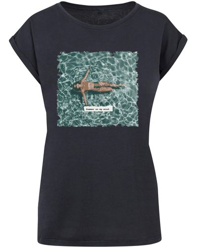 Merchcode Ladies Summer - On My Mind T-Shirt (1-tlg) - Blau