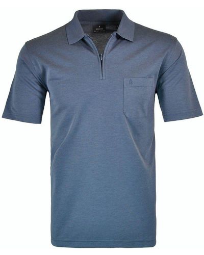 RAGMAN T-Shirt / He. / Basic Polo zip soft knit - Blau