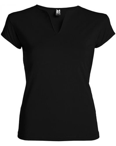 Roly V- Belice Woman T-Shirt, 94% gekämmte Baumwolle - Schwarz