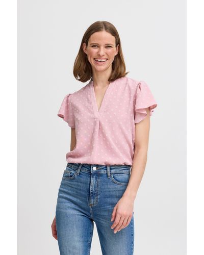 B.Young Kurzarmbluse BYJELENA BLOUSE Moderne Bluse mit Flügelärmel - Pink