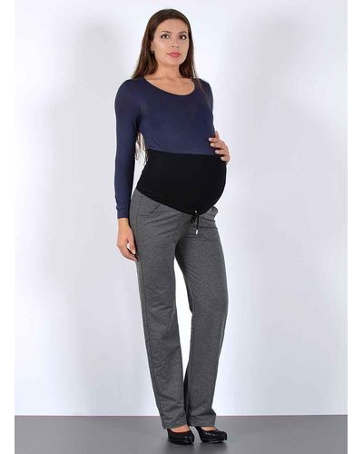 ESRA Umstandshose J481-Umstand Schwangerschaftshose mit elastischem Bund Stretch Hose - Blau