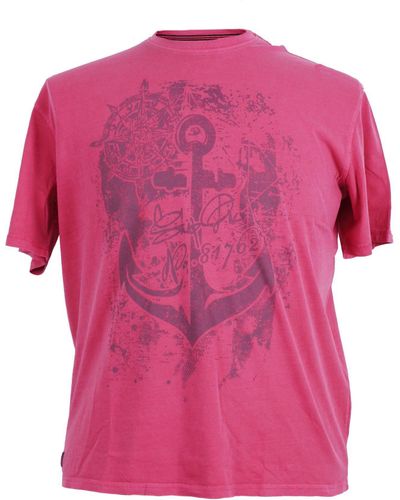 Redfield Print- XXL Rundhals T-Shirt Vintage von , beere - Pink