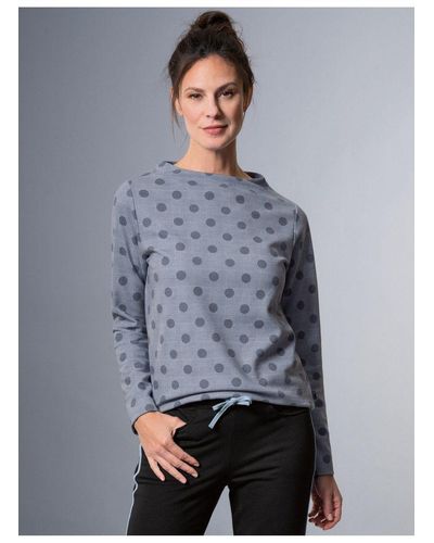 Trigema Sweatshirt Langarmshirt mit Glencheck-Muster - Blau