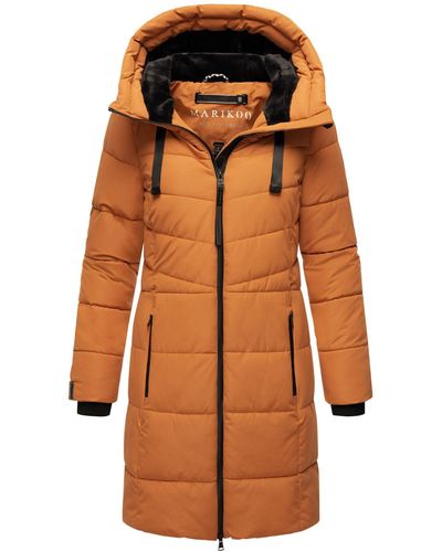 Marikoo Winterjacke Natsukoo XVI Stepp Mantel mit großer Kapuze - Orange