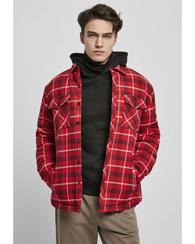 Urban Classics Anorak Plaid Quilted Shirt Jacket (1-St) - Rot