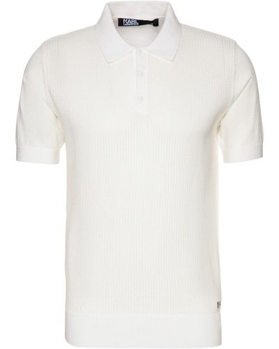 Karl Lagerfeld Poloshirt in Strick-Optik (1-tlg) - Weiß