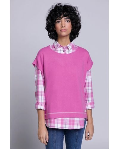 Gina Laura Sweatshirt Sweat-Pullunder Oversized Rundhals ärmellos - Pink
