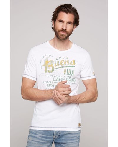 Camp David T-Shirt mit Front- und Backprint - Weiß