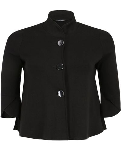 Doris Streich Kurzjacke Jacke aus Wirkware dekorativen großen Knöpfen mit modernem Design - Schwarz