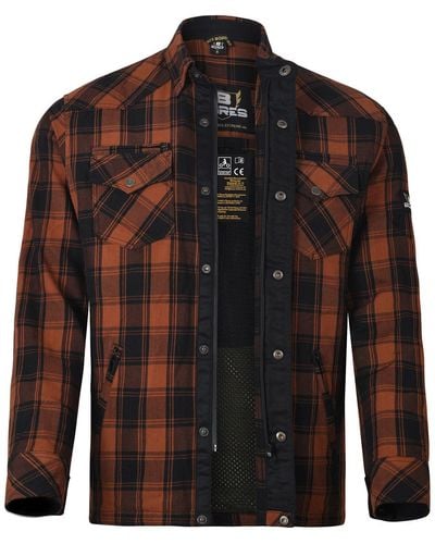 Bores Motorradjacke Lumberjack Jacken-Hemd orange / schwarz