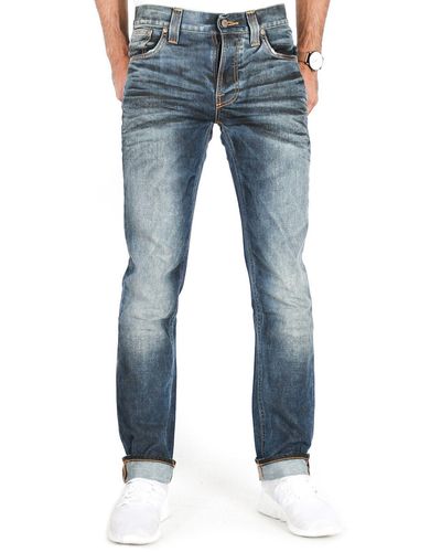 Nudie Jeans Nudie Slim-fit-Jeans Non-Stretch Hose aus leichtem Denim - Blau