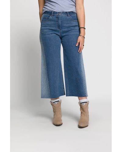 Studio Untold Jeans Culotte Patch Look 5-Pocket Fransensaum - Blau