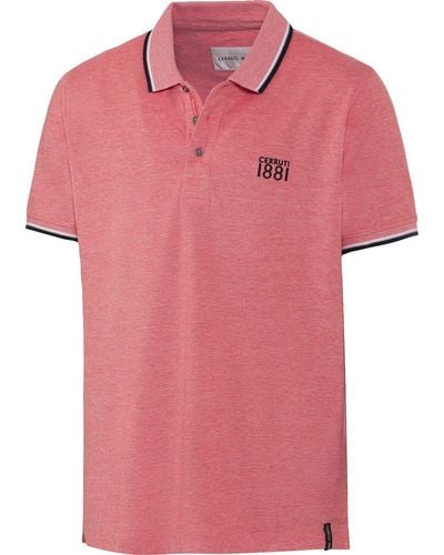 Cerruti 1881 Poloshirt aus hochwertigem Baumwoll-Piqué in Melé-Optik - Pink
