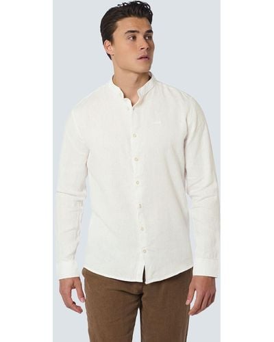 No Excess Freizeithemd - Leinenhemd - Hemd Granddad Leinen einfarbig - Weiß