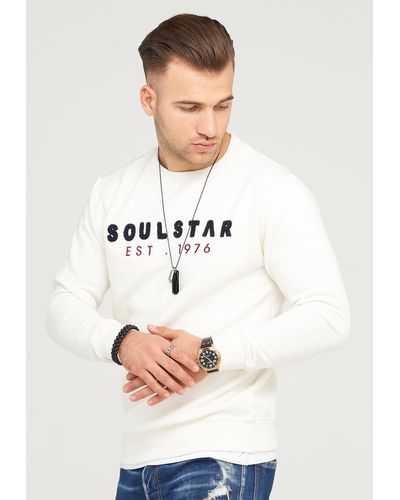 Soulstar Sweatshirt SYDNEY mit hochwertiger Bestickung - Weiß
