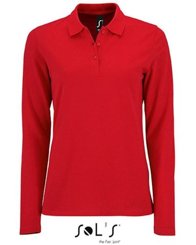 Sol's Langarm-Poloshirt Long-Sleeve Piqué Polo Shirt Perfect - Rot