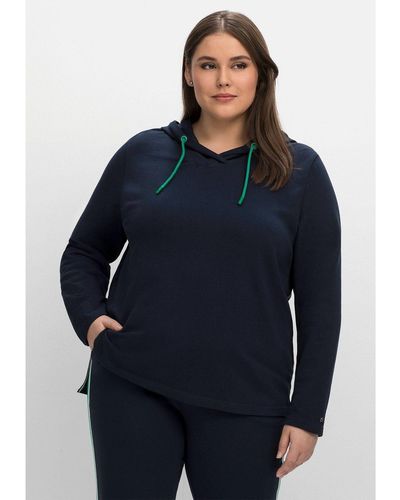 Sheego Sweatshirt Große Größen mit verlängerter Rückenpartie - Blau