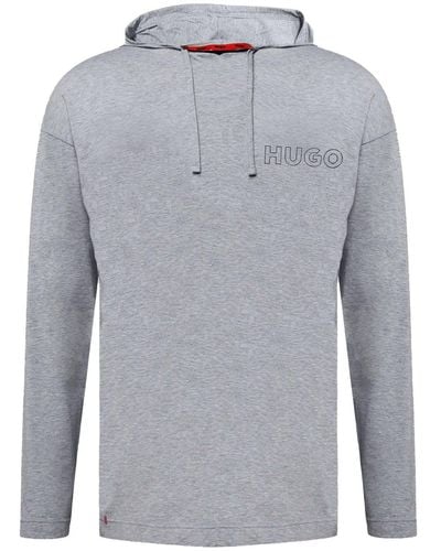 HUGO Kapuzensweatshirt Unite LS-Hood mit umrissenem -Logo - Grau