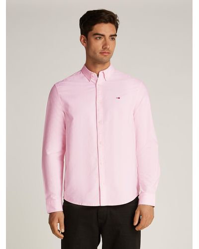 Tommy Hilfiger Langarmhemd TJM ENTRY REG OXFORD SHIRT mit Logoprägung - Pink