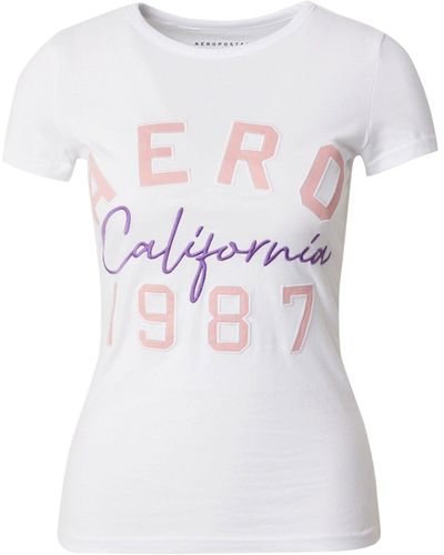 Aéropostale T-Shirt CALIFORNIA 1987 (1-tlg) Stickerei - Weiß