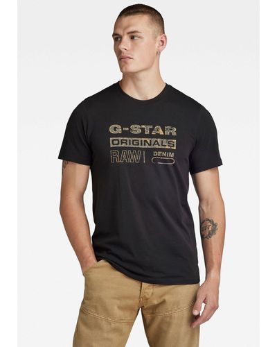G-Star RAW T-Shirt Distressed originals - Schwarz