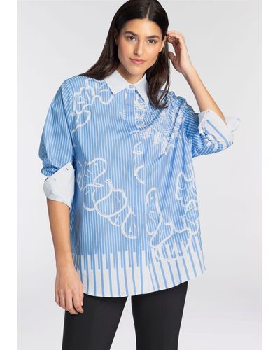 Sportalm Kitzbühel Hemdbluse mit Streifen und Alloverprint - Blau