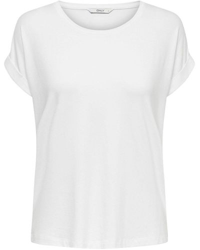 ONLY Einfarbiges T-Shirt Rundhals Kurzarm Oberteil ONLMOSTER (1-tlg) 3989 in Weiß