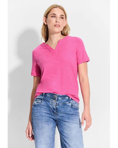 Cecil T-Shirt in Unifarbe - Pink