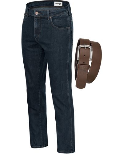Wrangler Texas Authentic Straight jeans Jeans Stretch mit Gürtel - Blau