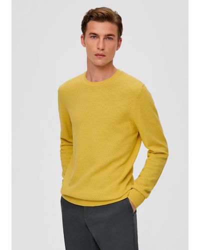 S.oliver Strickpullover Pullover aus Baumwolle - Gelb