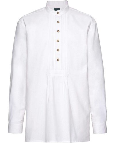 Luis Steindl Trachtenhemd Schlupfhemd mit Biesen - Weiß