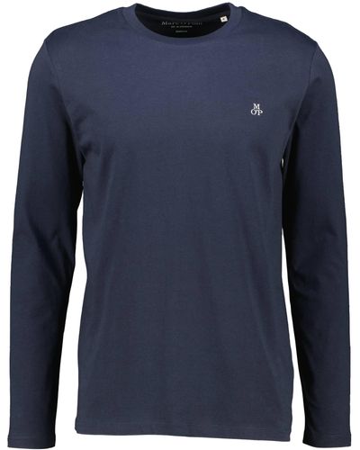 Marc O' Polo T-Shirt Longsleeve aus BIO-Baumwolle Shaped Fit (1-tlg) - Blau
