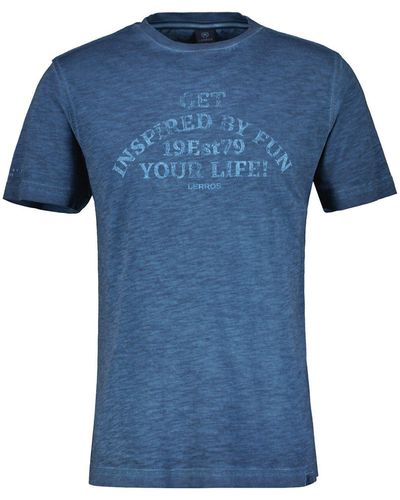 Lerros T-Shirt mit Alloverprint - Blau