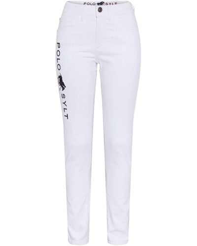 Polo Sylt Straight-Jeans mit gestickten Logo-Akzenten (1-tlg) - Weiß