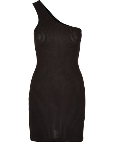 Urban Classics Shirtkleid Ladies Rib One Shoulder Dress (1-tlg) - Schwarz
