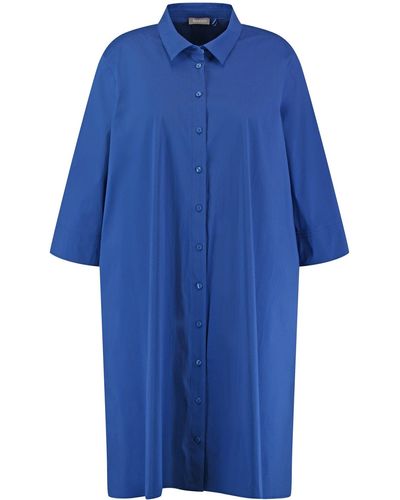 Samoon Linien-Kleid Blusenkleid in A-Linie - Blau