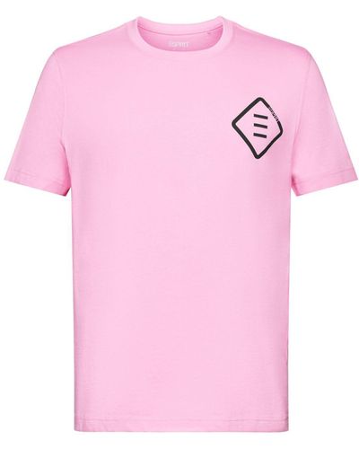 Esprit Logo-T-Shirt aus Baumwolljersey (1-tlg) - Pink