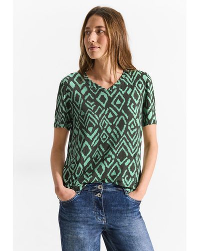Cecil T-Shirt mit Flammgarn - Grün