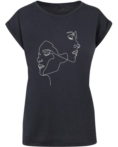 Mister Tee T-Shirt Ladies One Line Extended Shoulder Tee (1-tlg) - Blau