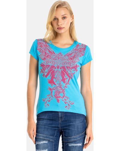 Cipo & Baxx T-Shirt mit modischem Frontprint - Blau