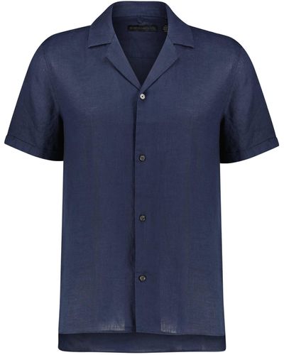 DRYKORN Langarmhemd Leinenhemd BIJAN Regular FIt Kurzarm (1-tlg) - Blau