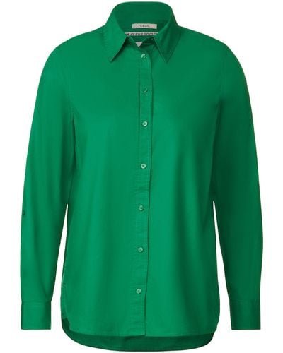 Cecil Klassische Lange Bluse aus Baumwolle - Grün